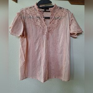 Frye Misty Rose Diya Flutter-Sleeve Mock Neck Top Women's Size XS